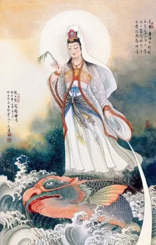 Hình Nền Phật Quan Âm Đang Đi Trên Nước Cho Điện Thoại