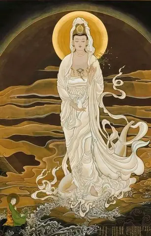 Hình Nền Phật Quan Âm Đang Đi Trên Nước Cho Điện Thoại