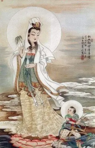 Hình Nền Phật Quan Âm Đang Đi Trên Nước Cho Điện Thoại