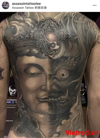 Hình Xăm Nữa Phật Nửa Quỷ Full Lưng