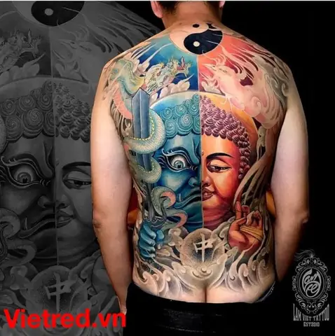 Hình Xăm Nữa Phật Nửa Quỷ Full Lưng