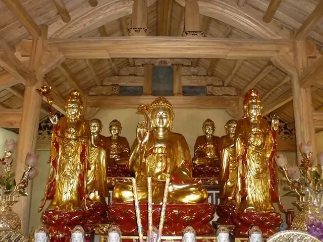 Tượng Phật A Di Đà Gỗ Mít Sơn Son Thếp Vàng | Đồ Thờ Thiện Tâm