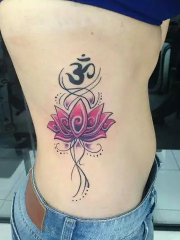 Hình Xăm Hoa Sen Kết Hợp Chú Om Mani Padme Hum