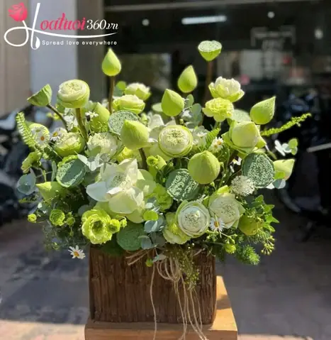 Cách 4: Cắm Lẵng Hoa Sen Dâng Phật