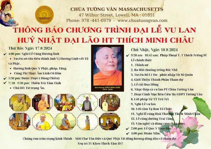 Đại Lễ Vu Lan - Huý Nhật Đại Lão Ht Thích Minh Châu Năm 2024