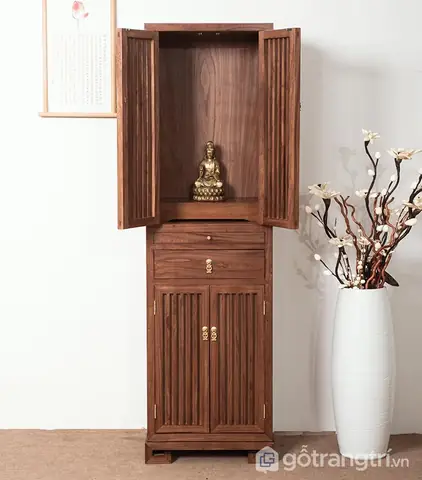 Đặc Điểm Tủ Thờ Phật Kèm Kệ Trang Trí Đẹp Gỗ Sồi Ghs-52319