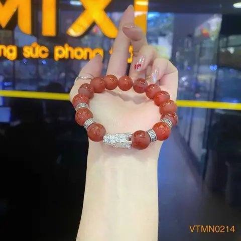 Vòng Tay Đá Mã Não Đỏ Nhám Kinh Phật Mix Charm Đầu ...