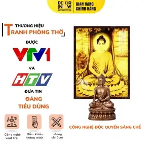 Tranh Trúc Chỉ In Đứng Họa Tiết Phật Ngồi Dưới Gốc Cây Bồ Đề Decornow Dcn-tc65