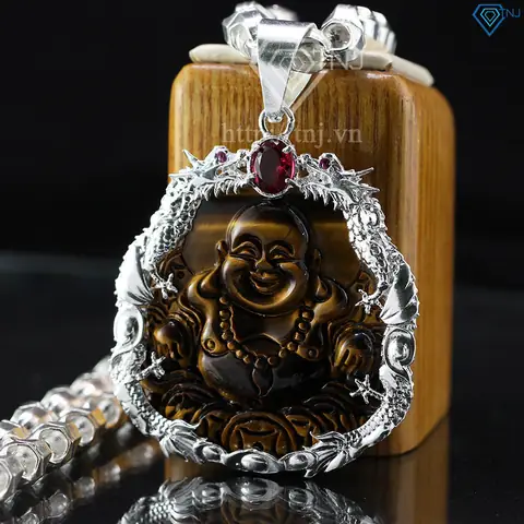 Hình Ảnh Chi Tiếtdây Chuyền Bạc Nam Mặt Phật Di Lặc Mệnh Thổ Dca0008.1