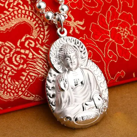 Dây Chuyền Bạc Hình Phật A Di Đà Bằng Bạc 99%