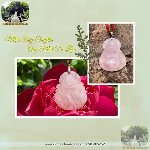 Mặt Dây Chuyền Ông Phật Di Lặc Đá Thạch Anh Hồng
