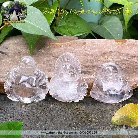 Mặt Dây Chuyền Ông Phật Di Lặc Đá Thạch Anh Trắng Tự Nhiên