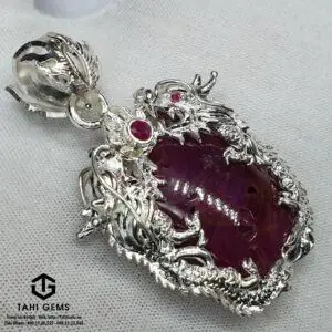 Tahi 3541 - Mặt Dây Chuyền Đá Ruby Bọc Song Long
