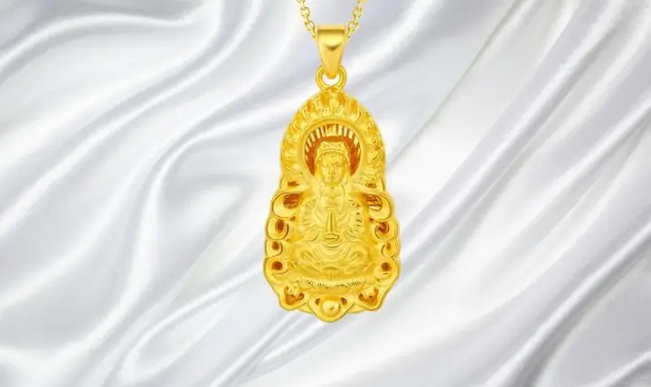 Mặt Dây Chuyền Phật Quan Âm Vàng 24k Tâm Ac Lạc, Bình An