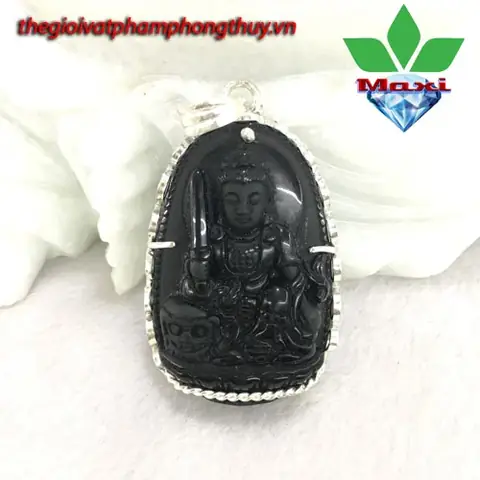Thông Tin Mặt Phật Bản Mệnh Văn Thù Bồ Tát Obsidian Đen Bọc Bạc