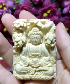 Mặt Dây Chuyền Bằng Ngà Voi Quan Âm Và Di Lặc Bọc Vàng 18k