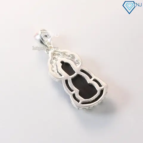 Dây Chuyền Mặt Phật Quan Âm Đá Đen Bọc Bạc Dcn0513