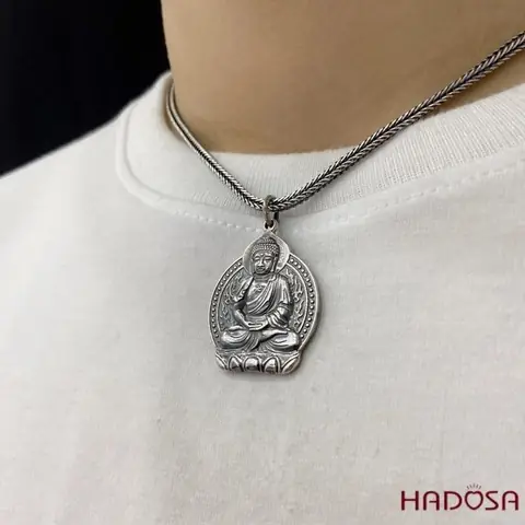 Mặt Dây Chuyền Bạc Phật Hư Không Tạng Bồ Tát (sửu, Dần)