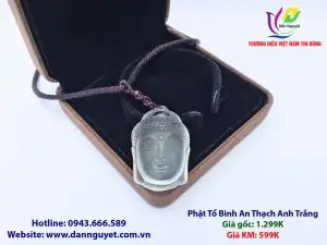 Mặt Phật A Di Đà Bình An Đá Thạch Anh Trắng