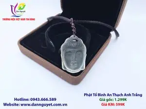 Mặt Phật A Di Đà Bình An Đá Thạch Anh Trắng