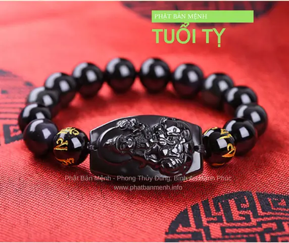 =>vòng Tay Tuổi Tỵ Với Chất Đá Đen Ánh Vân Màu Đặc Biệt