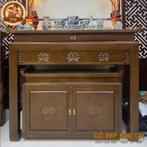 Bàn Thờ Tủ Thờ Phật Mẫu Hoa Sen Bt 25