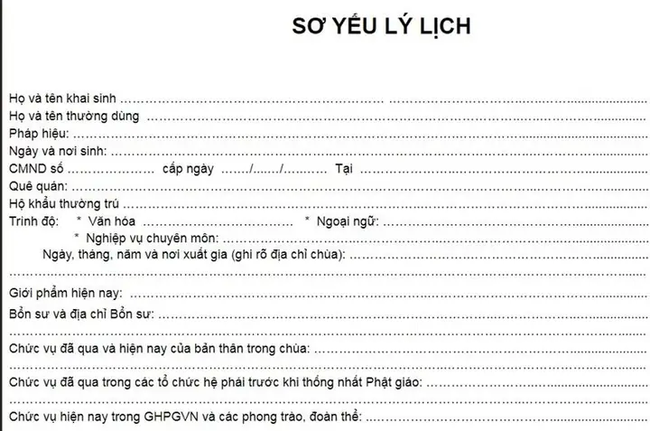 Mẫu Sơ Yếu Lý Lịch Phật Giáo: Hướng Dẫn Toàn Tập Cho Người Xuất Gia