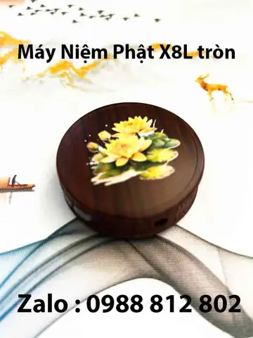 Máy Niệm Phật X8l Hình Tròn Có Hoa Văn Bông Sen