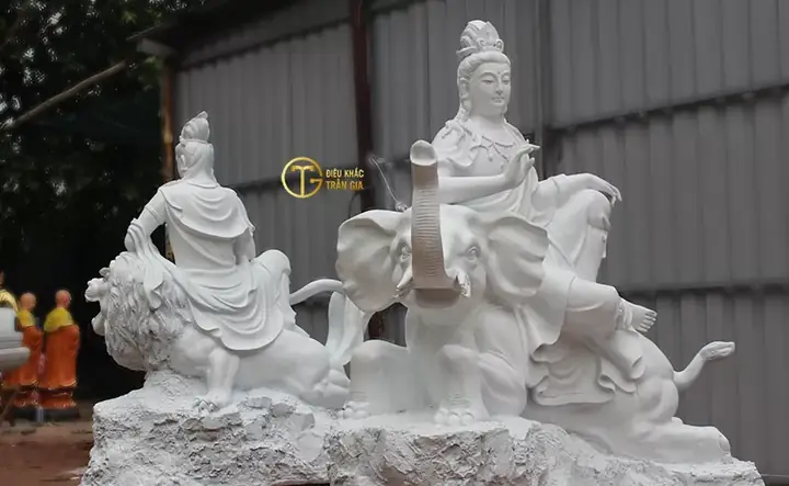 Mời Quý Phật Tử Hoan Hỷ Chiêm Ngưỡng Hình Ảnh Tượng Văn Thù Sư Lợi Bồ Tát – Phổ Hiền Bồ Tát Rất Đẹp Do Cơ Sở Điêu Khắc Trần Gia Tôn Tạo: