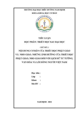 Nội Dung Cơ Bản Triết Học Phật Giáo Và Nho Giáo - Th603 - Studocu