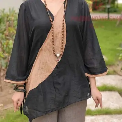 Bộ Đồ Đi Chùa Đen Kem