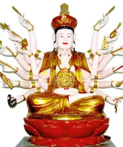 Tượng Phật Mẫu Chuẩn Đề Gỗ Mít Sơn Son Thếp Bạc