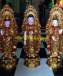 Tượng Tam Thánh Gỗ Hương Sơn Son Thếp Bạc