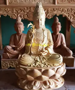 Alternative View Of Tượng Tây Phương Tam Thánh Ngồi Bằng Gỗ Mít