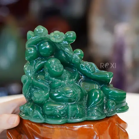 Tượng Phật Di Lặc Đá Thạch Anh Xanh 1kg