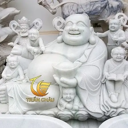 Tượng Phật Di Lặc Lục Tặc Đá Trắng Non Nước