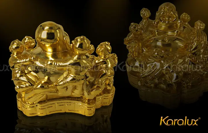 Tượng Đồng Phật Di Lặc Và 5 Em Bé