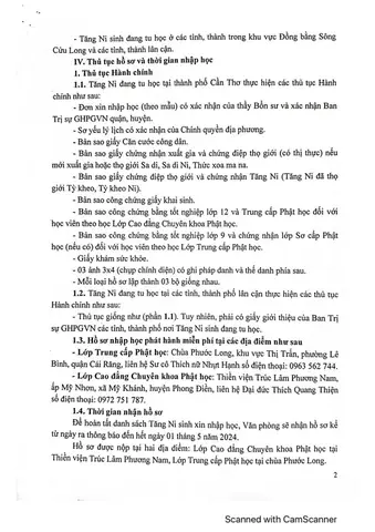 Cần Thơ: Thông Báo Về Việc Chiêu Sinh Trung Cấp Phật Học Khóa V, Niên Khóa 2024 - 2027 Và Cao Đẳng Chuyên Khoa Phật Học Khóa Iv, Niên Khóa 2024 - 2026