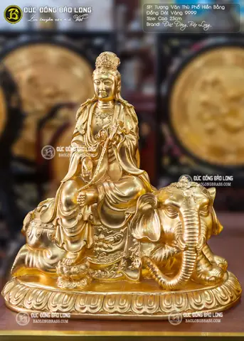 Quy Cách Chế Tác Tượng Văn Thù Phổ Hiền Bằng Đồng Cao 23cm Dát Vàng 9999
