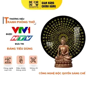 Tranh Đèn Hào Quang Bát Nhã Tâm Kinh Họa Tiết Hoa Sen Mandala Decornow Dcn-tc362