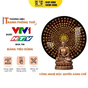 Tranh Đèn Bát Nhã Tâm Kinh In Tròn Họa Tiết Mandala Nền Nâu Decornow Dcn-tc368