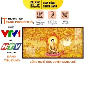 Tranh Trúc Chỉ In Ngang Họa Tiết Phật Thích Ca Mâu Ni Ngồi Dưới Gốc Cây Bồ Đề Decornow Dcn-tc421