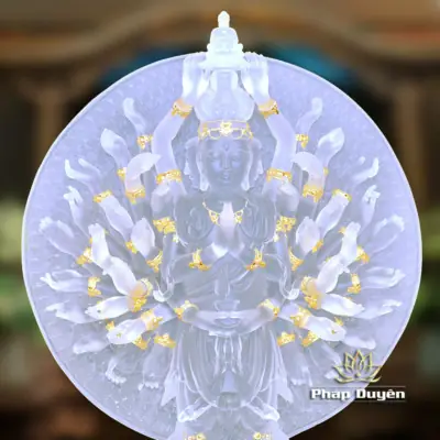 Alternative View Of Tượng Thiên Thủ Thiên Nhãn Đứng Lưu Ly Dát Vàng 998, Cao 68cm