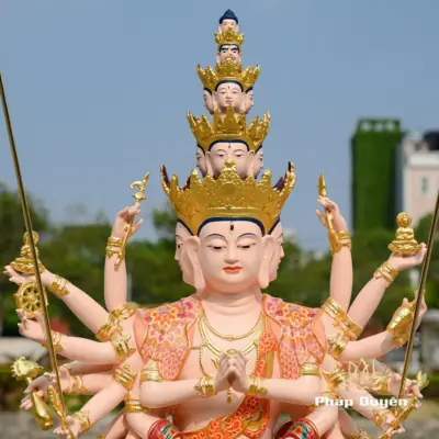 Alternative View Of Tượng Thiên Thủ Thiên Nhãn Bằng Đồng Sơn Mầu Họa Tiết, Cao 146cm