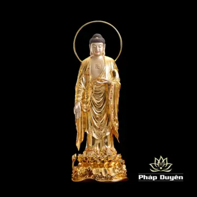 Alternative View Of Bộ Tượng Tây Phương Tam Thánh Bằng Đồng Dát Vàng Ấn Bảo, Cao 48cm, 66cm, 90cm, 106cm