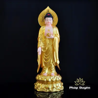 Alternative View Of Bộ Tây Phương Tam Thánh Đứng, Chất Liệu Composit Sơn Vàng, Cao 70cm