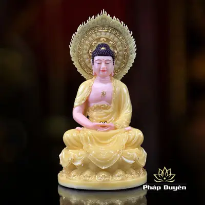 Alternative View Of Bộ Tượng Tây Phương Tam Thánh Ngồi, Bằng Bột Đá Thạch Anh Viền Vàng, Nhiều Kích Thước