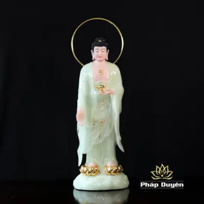 Alternative View Of Bộ Tượng Tây Phương Tam Thánh Đứng, Bằng Bột Đá Thạch Ngọc, Cao 48cm