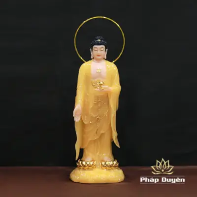 Alternative View Of Bộ Tượng Tây Phương Tam Thánh Đứng Song Liên Bằng Bột Đá Màu Thạch Anh, Cao 48cm