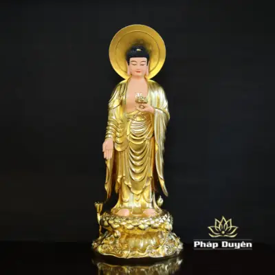 Alternative View Of Bộ Tượng Tây Phương Tam Thánh, Bằng Composit Dát Vàng, Cao 90cm